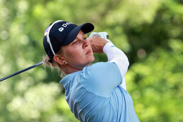Meijer LPGA, Golf Damen Classic by Simply Give Belmont, MI - JUNE 19: Nanna Koerstz Madsen of Denmark hits from the 16th tee during the second round of the Meijer LPGA Classic by Simply Give at Blythefield Country Club on June 19, 2026 in Belmont, Michigan. Belmont Michigan United States  Copyright: xAmyxLemusx originalFilename:lemus-meijerlp260619_np37w.jpg