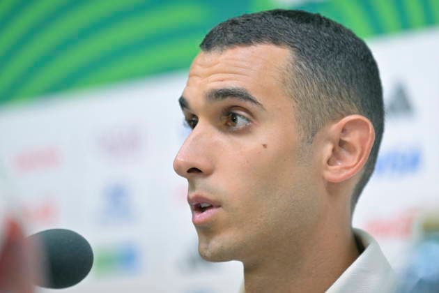 FIFA World Cup, WM, Weltmeisterschaft, Fussball 2026 - Tunisia press conference, PK, Pressekonferenz Tunisia s defensive midfielder Ellyes Skhiri speaks during a press conference in Monterrey, Mexico, 19 June 2026. Monterrey Mexico  Copyright: xMiguelxSierrax