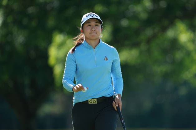Meijer LPGA, Golf Damen Classic BELMONT, MICHIGAN - JUNE 19: Jing Yan of the United States reacts to her putt on the 9th green during the second round of the Meijer LPGA Classic for Simply Give golf tournament at Blythefield Country Club in Belmont, MI, USA Friday, June 19, 2026. Belmont Michigan United States  Copyright: xJorgexLemusx originalFilename:lemus-meijerlp260619_npS51.jpg