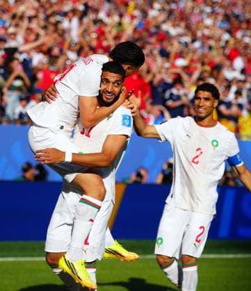Ismael Saibari of Morocco celebrates scoring for Morocco Scotland v Morocco, 2026 FIFA World Cup, WM, Weltmeisterschaft, Fussball Group C, Football, Boston Stadium, Foxborough, Massachusetts, USA - 19 Jun 2026Foxborough Boston Stadium Massachusetts (MA) United States of America EDITORIAL USE ONLY No use with unauthorised audio, video, data, fixture lists, club league logos or live services. Online in-match use limited to 120 images, no video emulation. No use in betting, games or single club league player publications.  Copyright: xJavierxGarcia Shutterstockx 16928932an