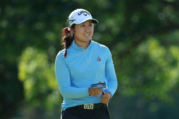 Meijer LPGA, Golf Damen Classic BELMONT, MICHIGAN - JUNE 19: Jing Yan of the United States reacts to her putt on the 9th green during the second round of the Meijer LPGA Classic for Simply Give golf tournament at Blythefield Country Club in Belmont, MI, USA Friday, June 19, 2026. Belmont Michigan United States  Copyright: xJorgexLemusx originalFilename:lemus-meijerlp260619_npNGe.jpg