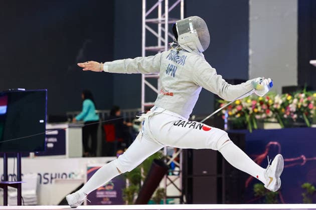 June 19, 2026, New Delhi, Delhi, India: Tsumori Shido (Japan) during Tsumori Shido (Japan) vs. Luo Shaotong (China), Semi-Finals of Asian Senior Fencing Championships 2026 (Men s Sabre) at Bharat Mandapam Convention Centre, New Delhi, India on 19th June 2026. New Delhi India - ZUMAd207 20260619_zsp_d207_290 Copyright: xAvijitxDasx