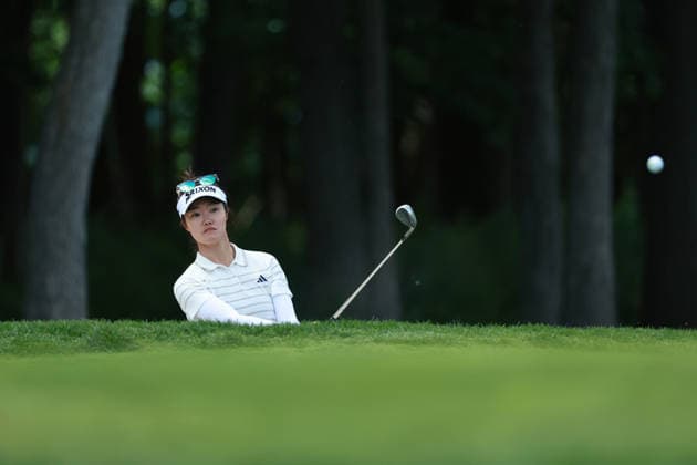 Meijer LPGA, Golf Damen Classic BELMONT, MICHIGAN - JUNE 19: Grace Kim of Australia plays her shot on the 7th green during the second round of the Meijer LPGA Classic for Simply Give golf tournament at Blythefield Country Club in Belmont, MI, USA Friday, June 19, 2026. Belmont Michigan United States  Copyright: xJorgexLemusx originalFilename:lemus-meijerlp260619_npFG4.jpg