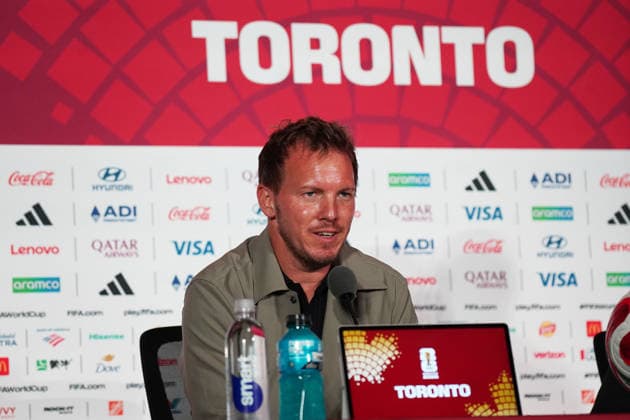 Fussball , Weltmeisterschaft 2026, FIFA WM 2026, Fussball World Cup , Canada USA, Mexico-2026, , Deutschland vs ElfenbeinKüste Germany vs Ivory Coast, Gruppenphase, Gruppen E , 19 .06.2026, Toronto Stadium Kanada, press conference, PK, Pressekonferenz Presse Konferenz , 1 Tag vor dem Spiel Deutschland vs Elfenbeinküste , one day before the Match Germany vs Ivory coast Julian Nagelsmann Deutschland, Germany GER Trainer , Coach Foto Chai von der Laage FIFA regulations prohibit any use of photographs as image sequences and or quasi-video. EDITORIAL USE ONLY, *** Soccer, 2026 World Cup, FIFA World Cup 2026, Soccer World Cup, Canada, USA, Mexico 2026, Germany vs. Ivory Coast, Group Stage, Group E, June 19, 2026, Toronto Stadium, Canada, Press Conference, 1 day before the Germany vs. Ivory Coast match, Julian Nagelsmann, Germany (GER) Head Coach, Photo by Chai von der Laage. FIFA regulations prohibit any use of photographs as image sequences and or quasi-video. EDITORIAL USE ONLY,,detected_source_language