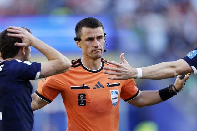 FOXBOROUGH - Referee Ilgiz Tantashev during the FIFA 2026 World Cup Group C match between Scotland and Morocco at Boston Stadium on June 20, 2026, in Foxborough, United States. MAURICE VAN STEEN ANP FIFA World Cup, WM, Weltmeisterschaft, Fussball 2026 2026 xVIxANPxSportx xMauricexvanxSteenxIVx 561466214 originalFilename: 561466214.jpg