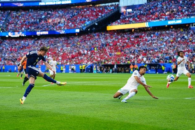Scott McTominay of Scotland has a shot blocked Scotland v Morocco, 2026 FIFA World Cup, WM, Weltmeisterschaft, Fussball Group C, Football, Boston Stadium, Foxborough, Massachusetts, USA - 19 Jun 2026Foxborough Boston Stadium Massachusetts (MA) United States of America EDITORIAL USE ONLY No use with unauthorised audio, video, data, fixture lists, club league logos or live services. Online in-match use limited to 120 images, no video emulation. No use in betting, games or single club league player publications.  Copyright: xJavierxGarcia Shutterstockx 16928932dr