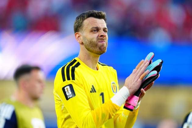 Angus Gunn of Scotland dejected at full time Scotland v Morocco, 2026 FIFA World Cup, WM, Weltmeisterschaft, Fussball Group C, Football, Boston Stadium, Foxborough, Massachusetts, USA - 19 Jun 2026Foxborough Boston Stadium Massachusetts (MA) United States of America EDITORIAL USE ONLY No use with unauthorised audio, video, data, fixture lists, club league logos or live services. Online in-match use limited to 120 images, no video emulation. No use in betting, games or single club league player publications.  Copyright: xJavierxGarcia Shutterstockx 16928932ek