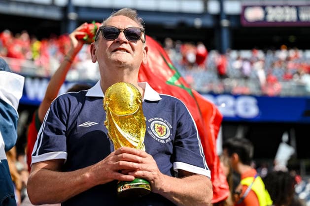 A Scotland fan during the 2026 FIFA World Cup Group C match between Scotland and Morocco at Boston Stadium on June 19, 2026, in Boston, United States. Photo by Harry Langer, DeFodi Images,detected_source_language