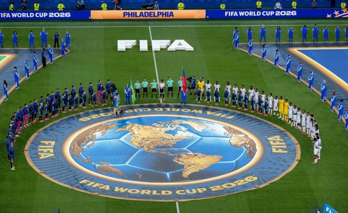 Fußball, Herren, FIFA World Cup, WM, Weltmeisterschaft, Fussball 2026 in Mexiko, Kanada und USA, Spiel in Philadelphia (Gruppe C, 2. Spieltag), Brasilien - Haiti, feierliche Aufstellung beider Teams vor dem Spiel, 19.06. 2026, *** Soccer, Mens, 2026 FIFA World Cup in Mexico, Canada, and the U.S., Group C match in Philadelphia, Matchday 2, Brazil vs. Haiti, pre-game lineup for both teams, June 19, 2026,,detected_source_language Copyright: xMatthiasxKochx