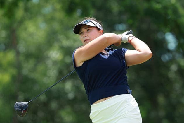Meijer LPGA, Golf Damen Classic BELMONT, MICHIGAN - JUNE 19: Camille Boyd of the United States plays her tee shot on the 17th hole during the second round of the Meijer LPGA Classic for Simply Give golf tournament at Blythefield Country Club in Belmont, MI, USA Friday, June 19, 2026. Belmont Michigan United States  Copyright: xJorgexLemusx originalFilename:lemus-meijerlp260619_npDeL.jpg
