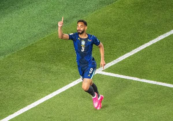 Soccer, Mens, 2026 FIFA World Cup in Mexico, Canada, and the U.S., Match in Philadelphia, Group C, Matchday 2, Brazil vs. Haiti, Matheus Cunha 9, Brazil, Celebrating after scoring the 1-0 goal, June 19, 2026,,detected_source_language Copyright: xMatthiasxKochx