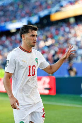 June 19, 2026; Foxborough, Massachusetts, USA; Morocco forward Brahim Diaz (10) walks off at halftime during a FIFA World Cup, WM, Weltmeisterschaft, Fussball 2026 Group C match between Scotland and Morocco at Boston Stadium. (c) CSM FIFA World Cup 2026: Scotland Vs Morocco JUN 19  - ZUMAc04_ 20260619_zma_c04_050 Copyright: xBurtxGranofskyx