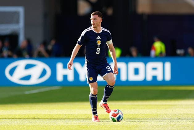 June 19, 2026; Foxborough, Massachusetts, USA; Scotland defender Andy Robertson (3) during a FIFA World Cup, WM, Weltmeisterschaft, Fussball 2026 Group C match between Scotland and Morocco at Boston Stadium. (c) CSM FIFA World Cup 2026: Scotland Vs Morocco JUN 19  - ZUMAc04_ 20260619_zma_c04_063 Copyright: xBurtxGranofskyx