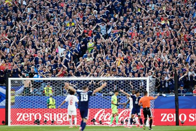 June 19, 2026; Foxborough, Massachusetts, USA; Scotland supporters react after a non-call during a FIFA World Cup, WM, Weltmeisterschaft, Fussball 2026 Group C match between Scotland and Morocco at Boston Stadium. (c) CSM FIFA World Cup 2026: Scotland Vs Morocco JUN 19  - ZUMAc04_ 20260619_zma_c04_067 Copyright: xBurtxGranofskyx