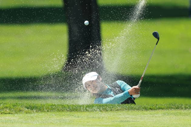 Meijer LPGA, Golf Damen Classic BELMONT, MICHIGAN - JUNE 19: Yan Liu of People™s Republic of China hits out of the bunker toward the 17th green during the second round of the Meijer LPGA Classic for Simply Give golf tournament at Blythefield Country Club in Belmont, MI, USA Friday, June 19, 2026. Belmont Michigan United States  Copyright: xJorgexLemusx originalFilename:lemus-meijerlp260619_npRfi.jpg