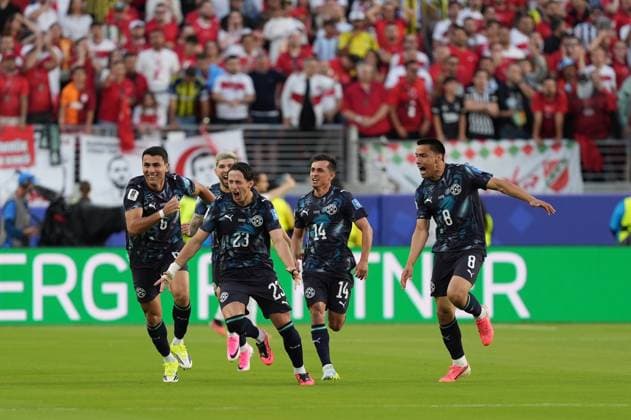Turkiye v Paraguay - FIFA World Cup, WM, Weltmeisterschaft, Fussball 2026 - Group D SANTA CLARA, UNITED STATES - JUNE 19: Matias Galarza of Paraguay celebrates after scoring a goal during the 2026 FIFA World Cup First Stage Group D match between Turkiye and Paraguay at the San Francisco Bay Area Stadium (Levi’s Stadium) in Santa Clara, California, United States on June 19, 2026. Tayfun Coskun Anadolu California United States. Editorial use only. Please get in touch for any other usage.  Copyright: x2026xAnadoluxTayfunxCoskunx