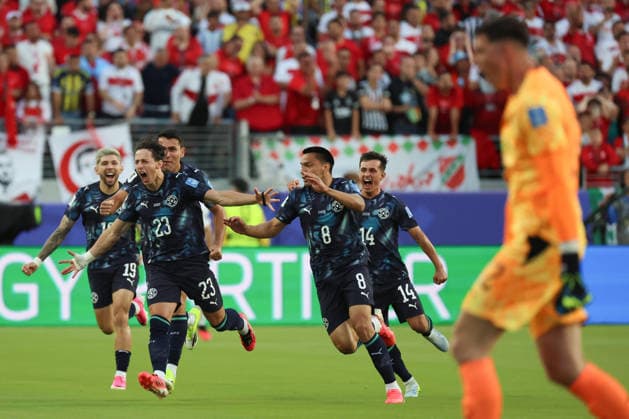 Matias Fonda (L) of Paraguay celebrate a goal during the FIFA World Cup, WM, Weltmeisterschaft, Fussball 2026 group D match between Turkey and Paraguay at the Levi s stadium in Santa Clara, United States, 19 June 2026. FIFA World Cup 2026 - Group D - Turkey vs. Paraguay !ACHTUNG: NUR REDAKTIONELLE NUTZUNG!  Copyright: xMiguelxGutiérrezx GR6190 20260620-55020652646_1