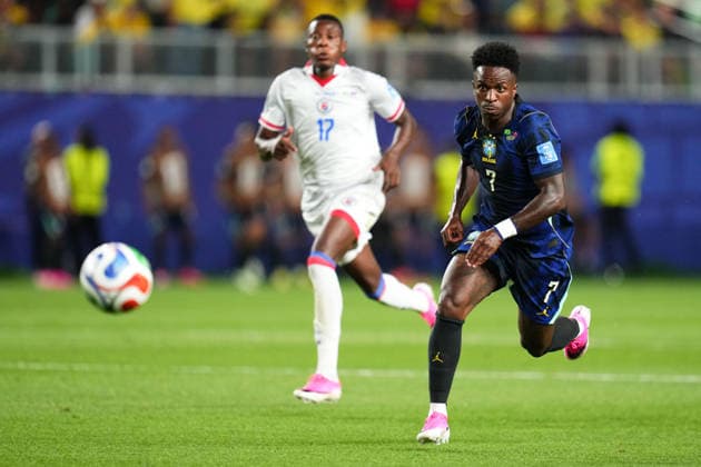 June 19, 2026: Brazil Forward Vinicius Junior (7) chases the ball during the second half of a World Cup Match against Haiti at Philadelphia Stadium in Philadelphia, Pennsylvania. CSM FIFA World Cup, WM, Weltmeisterschaft, Fussball 2026: Brazil Vs Haiti JUN 19  - ZUMAc04_ 20260619_zma_c04_144 Copyright: xKylexRoddenx