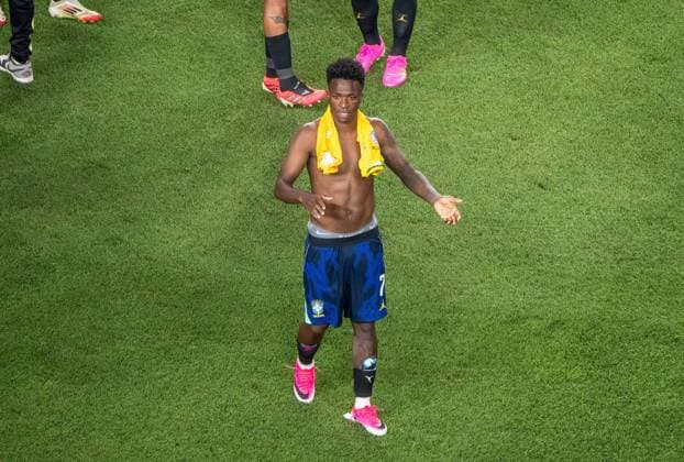 Soccer, Mens, 2026 FIFA World Cup in Mexico, Canada, and the U.S., Match in Philadelphia, Group C, Matchday 2, Brazil vs. Haiti, Vinicius Junior 7, Brazil, Celebrations after the final whistle, June 19, 2026,,detected_source_language Copyright: xMatthiasxKochx