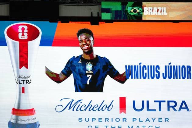 RECORD DATE NOT STATED FIFA World Cup, WM, Weltmeisterschaft, Fussball 2026 - Group C - Brazil v Haiti Vinicius Jr. player of Brazil named Player of the Match after the match between Brazil and Haiti in the second round of Group C of the 2026 FIFA World Cup group stage at Philadelphia Stadium, in Philadelphia, United States, on Friday, June 19, 2026.(Foto: Vanessa Carvalho Brazil Photo Press IMAGO) Sports %G Copyright: xVanessaxCarvalhox