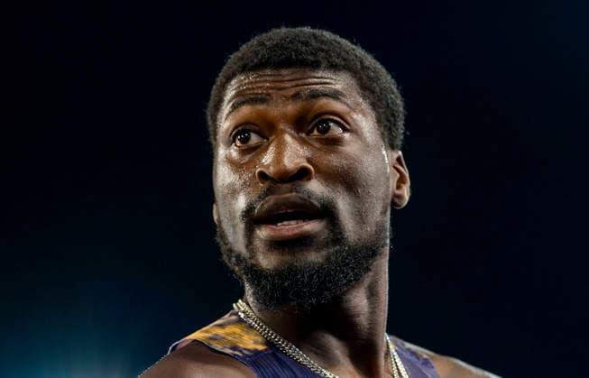Doha Diamond League 2026 Cordell Tinch of the United States reacts after the men s 110m Hurdles final at the Diamond League Doha Meeting 2026 competition at Suheim Bin Hamad Stadium in Doha, Qatar, on May 19, 2026. DOHA Qatar Copyright: xNOUSHADx