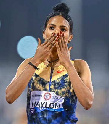 Doha Diamond League 2026 Birke Haylom of Ethiopia celebrate after winning the women s 1500m final at the Diamond League Doha Meeting 2026 competition at Suheim Bin Hamad Stadium in Doha, Qatar, on May 19, 2026. DOHA Qatar Copyright: xNOUSHADx