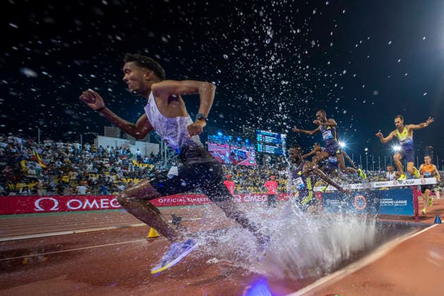 Doha Diamond League 2026 Athletes compete during the men s 3000m Steeplechase final at the Diamond League Doha Meeting 2026 competition at Suheim Bin Hamad Stadium in Doha, Qatar, on May 19, 2026. DOHA Qatar Copyright: xNOUSHADx