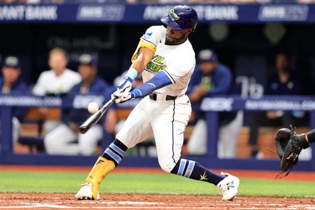 June 19, 2026, St. Petersburg, Florida, USA: Tampa Bay Rays center fielder Cedric Mullins (31) lines out to Washington Nationals right fielder James Wood (29) during an MLB, Baseball Herren, USA game on June 19, 2026 at Tropicana Field. The Rays beat the Nationals 5-2. MLB 2026: Washington Nationals 2 : 5 Tampa Bay Rays  - ZUMAh180 20260619_zsp_h180_023 Copyright: xKimxHukarix