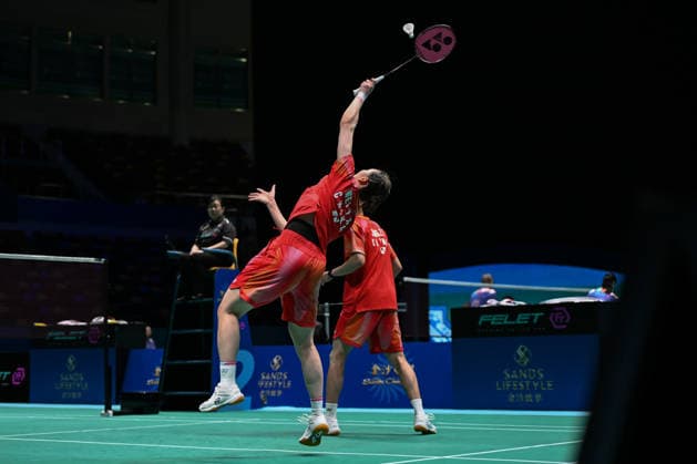 MACAO, CHINA - JUNE 19: Jiang Zhenbang and Wei Yaxin of China compete in the Mixed Doubles Quarterfinal match against Li Hongyi and Huang Kexin of China on day 4 of Macao Open Badminton 2026 at Macao East Asian Games Dome on June 19, 2026 in Macau, China.  Copyright: xVCGx 111649290077