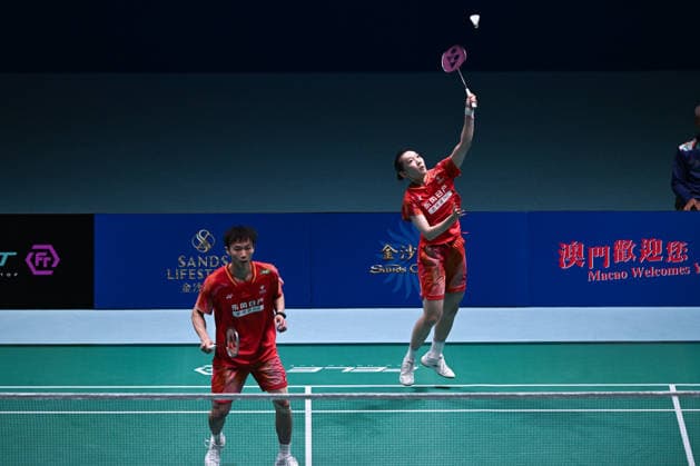 MACAO, CHINA - JUNE 19: Jiang Zhenbang and Wei Yaxin of China compete in the Mixed Doubles Quarterfinal match against Li Hongyi and Huang Kexin of China on day 4 of Macao Open Badminton 2026 at Macao East Asian Games Dome on June 19, 2026 in Macau, China.  Copyright: xVCGx 111649290082