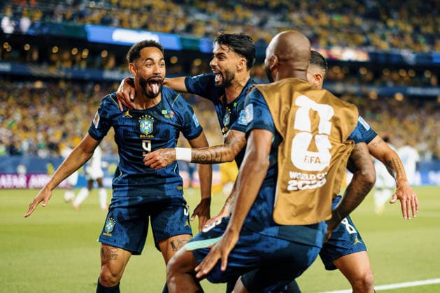 Brazil vs. Haiti FILADÃ LFIA, PN - 19.06.2026: BRAZIL VS. HAITI - Matheus Cunha of Brazil celebrates after scoring a goal during the match between Brazil and Haiti in the second round of the group stage of the 2026 World Cup, held at Lincoln Financial Field in Philadelphia, United States. (Photo: Marcelo Machado de Melo Fotoarena) x2965426x  MarceloxMachadoxdexMelo