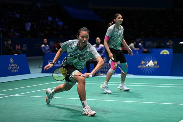 MACAO, CHINA - JUNE 19: Yi En Hsieh and Teng Chun Hsun of Chinese Taipei compete in the Women s Doubles Quarterfinal match against Bao Lijing and Cao Zihan of China on day 4 of Macao Open Badminton 2026 at Macao East Asian Games Dome on June 19, 2026 in Macao, China.  Copyright: xVCGx 111649293715