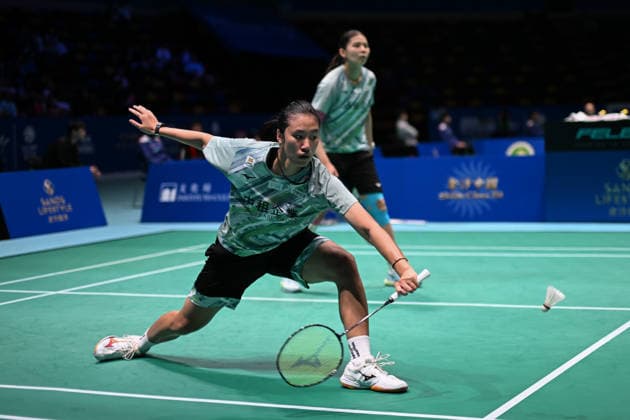 MACAO, CHINA - JUNE 19: Yi En Hsieh and Teng Chun Hsun of Chinese Taipei compete in the Women s Doubles Quarterfinal match against Bao Lijing and Cao Zihan of China on day 4 of Macao Open Badminton 2026 at Macao East Asian Games Dome on June 19, 2026 in Macao, China.  Copyright: xVCGx 111649293719
