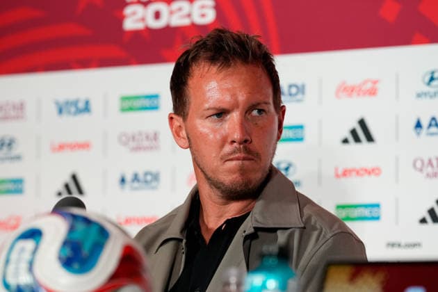 Julian Nagelsmann, head coach of Germany, attends the final press conference ahead of the group stage match between Germany and Ivory Coast, USA; German National Soccer Team, press conference, Toronto, June 19, 2026, USA; German national soccer team, press conference, Toronto, June 19, 2026, Toronto,detected_source_language Copyright: xEibner-Pressefoto ScottxColemanx EP_SCN