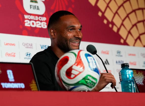 Jonathan Tah (Germany, No. 4) attends the post-match press conference ahead of the group stage match between Germany and Ivory Coast, USA; German National Soccer Team; press conference; Toronto; June 19, 2026; USA; German National Soccer Team, press conference, Toronto, June 19, 2026, Toronto,detected_source_language Copyright: xEibner-Pressefoto ScottxColemanx EP_SCN