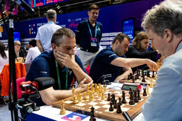 June 20, 2026, Hong Kong, Hong Kong, China: Chess Grandmaster ALEXANDER GRISCHUK (RUS) duels NIGEL SHORT (ENG) in a Blitz match at the 2026 FIDE World Team Rapid and Blitz Chess Championship in Hong Kong. Hong Kong China - ZUMAm298 0859595432st Copyright: xJamesxModestox