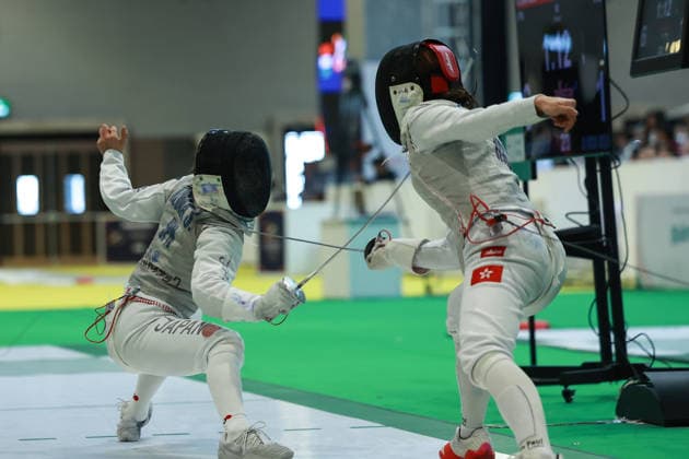 June 19, 2026, New Delhi, Delhi, India: Sera Azuma of Japan vs. Cheng Hiu Wai Valerie of Hong Kong during Asian Senior Fencing Championships 2026 (Women s Foil) at Bharat Mandapam Convention Centre, New Delhi, India on 19th June 2026. Fencing 2026: Asian Senior Fencing Championships 2026  - ZUMAd207 20260619_zsp_d207_300 Copyright: xAvijitxDasx