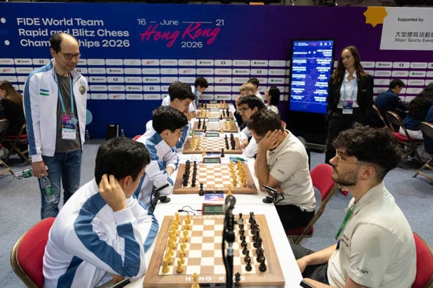 June 20, 2026, Hong Kong, Hong Kong, China: Teams Uzbekistan and Hexamind face off against each other at the 2026 FIDE World Team Rapid and Blitz Chess Championship in Hong Kong. Hong Kong China - ZUMAm298 0859596997st Copyright: xJamesxModestox