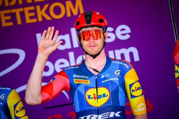 Baloise Belgium Tour 2026 Stage 4 AARSCHOT, BELGIUM - JUNE 20 : Soderqvist Jakob (SWE) of Lidl - Trek on the podium before the start of race during stage 4 of the 95th edition of Baloise Tour of Belgium an UCI ProSeries 2.Pro cycling road race stage for Men Elite of 183.5 km with start in Begijnendijk and finish in Aarschot on June 20, 2026 in Aarschot, Belgium, 20 06 2026 ( Motordriver Stephan Boone - Aarschot Belgium  Copyright: xTomasxSiskx