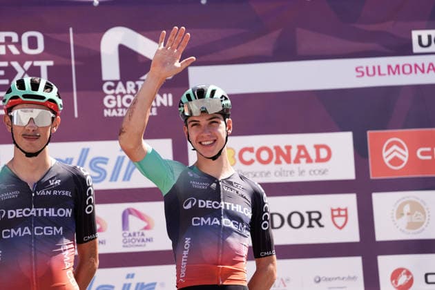 France s Aubin Sparfel of Decathlon CMA CGM Development Team during Stage 7 of the Giro Next Gen 2026, from Sulmona to Piana delle Mele (Guardiagrele), Italy, Saturday, June 20, 2026.  Copyright: xMassimoxPaolone LaPressex