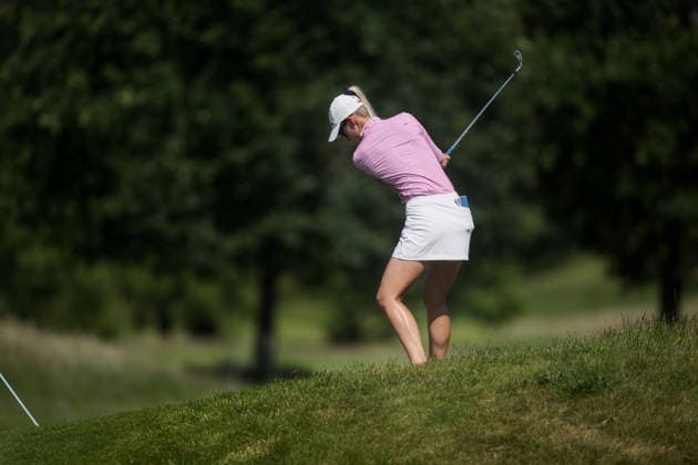 EEMNES, NETHERLANDS - JUNE 19: Tereza Melecka of the Czech Republic plays her second shot on the 9th hole fairway during Round 1 of the 2026 Dutch Ladies Open at Goyer Golf & Country Club on June 19, 2026 in Eemnes, Netherlands. Credit: Andy Astfalck NurPhoto Netherlands Copyright: xAndyxAstfalckx