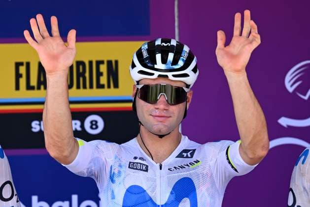 Baloise Belgium Tour 2026 Stage 4 AARSCHOT, BELGIUM - JUNE 20 : Milesi Lorenzo (ITA) of Movistar Team on the podium before the start of race during stage 4 of the 95th edition of Baloise Tour of Belgium an UCI ProSeries 2.Pro cycling road race stage for Men Elite of 183.5 km with start in Begijnendijk and finish in Aarschot on June 20, 2026 in Aarschot, Belgium, 20 06 2026 ( Motordriver Stephan Boone - Aarschot Belgium  Copyright: xTomasxSiskx