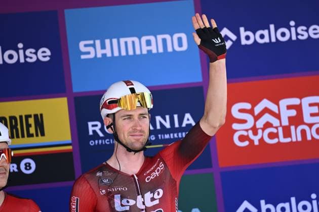 Baloise Belgium Tour 2026 Stage 4 AARSCHOT, BELGIUM - JUNE 20 : Aerts Toon (BEL) of Lotto Intermarche on the podium before the start of race during stage 4 of the 95th edition of Baloise Tour of Belgium an UCI ProSeries 2.Pro cycling road race stage for Men Elite of 183.5 km with start in Begijnendijk and finish in Aarschot on June 20, 2026 in Aarschot, Belgium, 20 06 2026 ( Motordriver Stephan Boone - Aarschot Belgium  Copyright: xTomasxSiskx