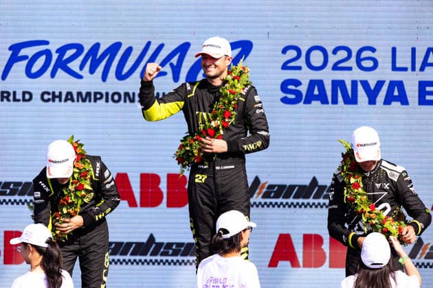 2026 FORMULA E SANYA ePRIX DENNIS Jake (gbr), Andretti Formula E, Porsche 99X Electric, portrait, DRUGOVICH Felipe (bra), Andretti Formula E, Porsche 99X Electric, portrait, MARTI Pepe (spa), Cupra Kiro, Porsche 99X Electric WCG3, portrait during the 2026 Sanya ePrix, 11th round of the 2025-26 ABB FIA Formula E World Championship, WM, Weltmeisterschaft on the Sanya Street Circuit from June 18 to 20, 2026 in Sanya, China - SanyaChina  Copyright: xDamienxDoumerguex