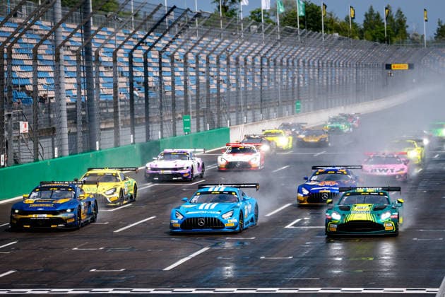 DTM, 5. + 6. Rennen DEKRA Lausitzring 2026 22 Mercedes-AMG GT3 EVO, Landgraf Motorsport: Lucas Auer, 36 Ford Mustang GT3, HRT Ford Racing: Arjun Maini, 7 Aston Martin Vantage AMR GT3 EVO, Comtoyou Racing: Nicki Thiim- picture by Gruppe C Photography Schipkau DEKRA Lausitzring Germany Copyright: xGruppexCxPhotographyx