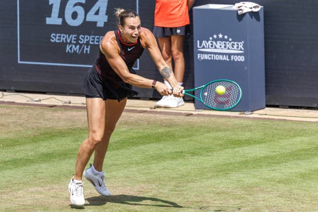 Berlin, 15.06.26, Tennis: VANDA Pharmaceuticals BERLIN TENNIS OPEN 2026 im Steffi-Graf-Stadion. Damen, Einzel. A. Sabalenka vs gegen Jessica Pegula. Aryna Sabalenka retourniert einen Ball. VANDA Pharmaceuticals BERLIN TENNIS OPEN 2026 *** Berlin, June 15, 2026, Tennis VANDA Pharmaceuticals BERLIN TENNIS OPEN 2026 at Steffi Graf Stadium Women’s Singles A 5496524