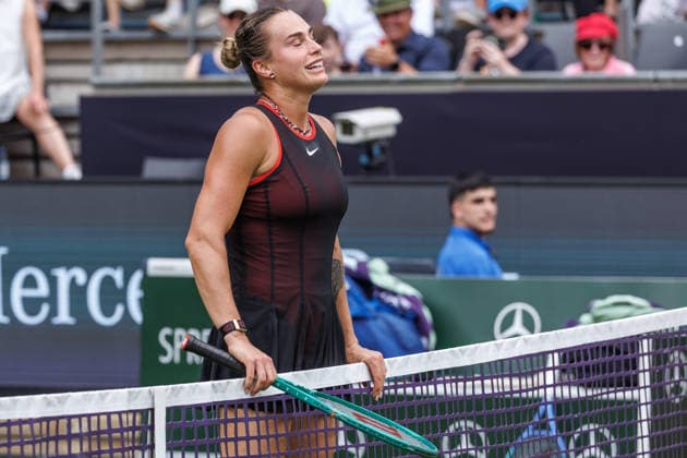 Berlin, 15.06.26, Tennis: VANDA Pharmaceuticals BERLIN TENNIS OPEN 2026 im Steffi-Graf-Stadion. Damen, Einzel. A. Sabalenka vs gegen Jessica Pegula. Aryna Sabalenka reagiert nach ihrem Schlag. VANDA Pharmaceuticals BERLIN TENNIS OPEN 2026 *** Berlin, June 15, 2026, Tennis