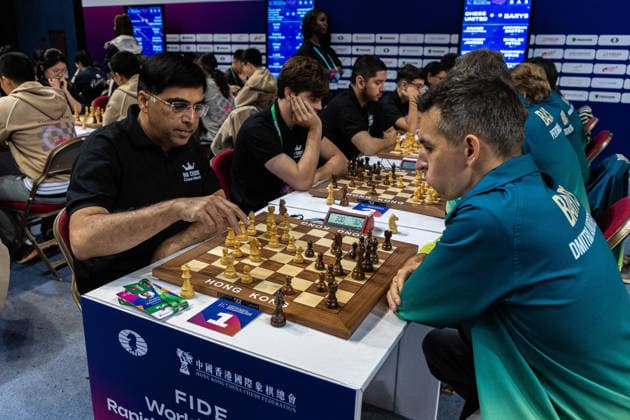 June 20, 2026, Hong Kong, Hong Kong, China: Chess Grandmasters Viswanathan Anand (IND) and DMITRY ANDREIKIN (RUS) duel in a Blitz match at the 2026 FIDE World Team Rapid and Blitz Chess Championship in Hong Kong. Hong Kong China - ZUMAm298 0859598626st Copyright: xJamesxModestox
