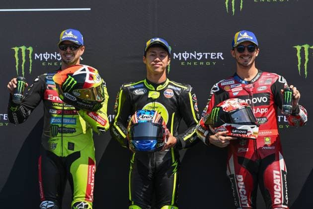Qualifying for MotoGP Monster Energi Grand Prix of Czechia at Brno Circuit. 19 June 2026 In picture: Francesco Bagnaia , Ai Ogura and Fabio Di Giannantonio Clasificacion del Gran Premio Monster Energi de MotoGP de Republica Checa en el Circuito de Brno. 19 de Junio de 2026 POOL MotoGP.com Cordon Press Images will be for editorial use only. Mandatory credit: MotoGP.com Cordon Press 