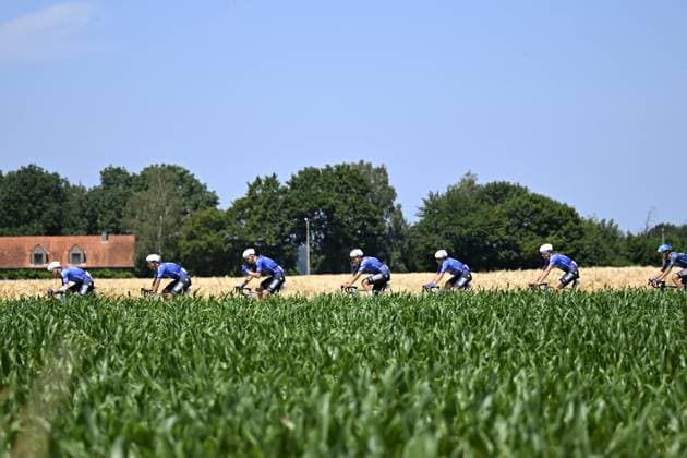 Baloise Belgium Tour 2026 Stage 4 AARSCHOT, BELGIUM - JUNE 20 : Riders of Team Alpecin - Premier Tech in action during stage 4 of the 95th edition of Baloise Tour of Belgium an UCI ProSeries 2.Pro cycling road race stage for Men Elite of 183.5 km with start in Begijnendijk and finish in Aarschot on June 20, 2026 in Aarschot, Belgium, 20 06 2026 ( Motordriver Stephan Boone - Aarschot Belgium  Copyright: xTomasxSiskx